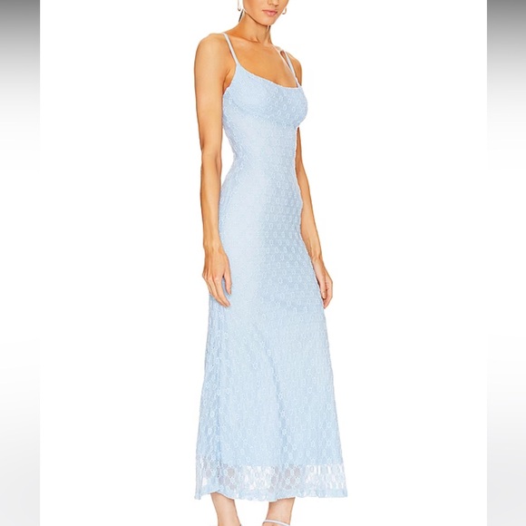 Adoni Mesh Midi Dress in Cornflower - Picture 3 of 4
